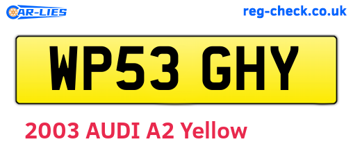 WP53GHY are the vehicle registration plates.