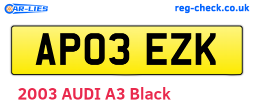 AP03EZK are the vehicle registration plates.