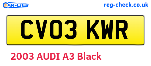 CV03KWR are the vehicle registration plates.