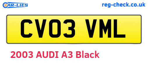 CV03VML are the vehicle registration plates.