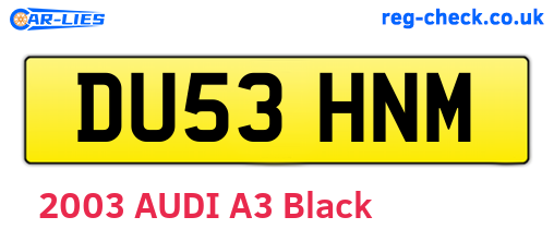 DU53HNM are the vehicle registration plates.