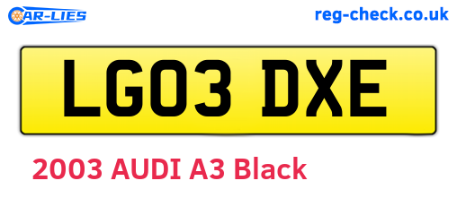 LG03DXE are the vehicle registration plates.