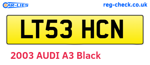 LT53HCN are the vehicle registration plates.