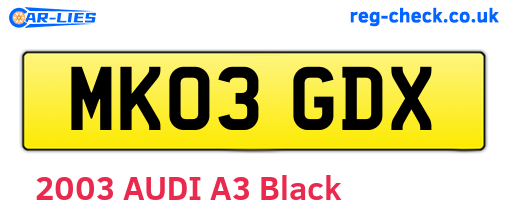 MK03GDX are the vehicle registration plates.