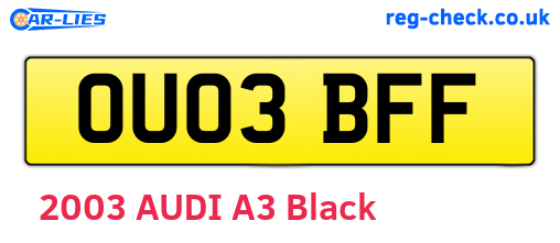 OU03BFF are the vehicle registration plates.