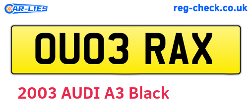 OU03RAX are the vehicle registration plates.