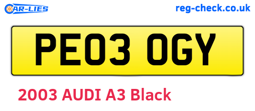 PE03OGY are the vehicle registration plates.