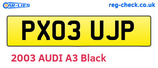 PX03UJP are the vehicle registration plates.