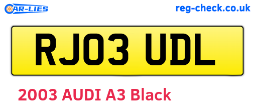 RJ03UDL are the vehicle registration plates.
