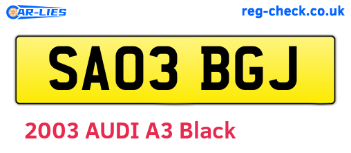 SA03BGJ are the vehicle registration plates.
