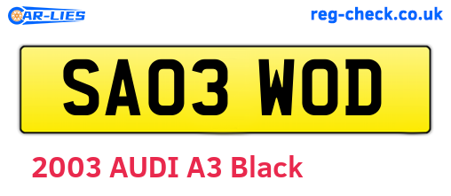 SA03WOD are the vehicle registration plates.