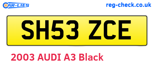 SH53ZCE are the vehicle registration plates.