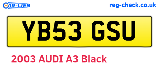 YB53GSU are the vehicle registration plates.