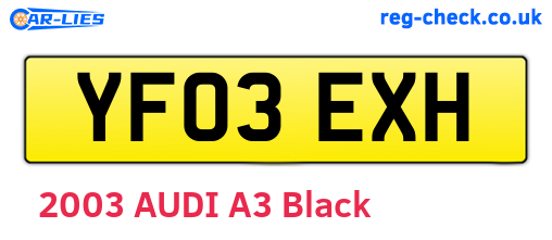YF03EXH are the vehicle registration plates.
