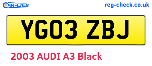 YG03ZBJ are the vehicle registration plates.