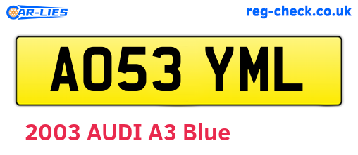 AO53YML are the vehicle registration plates.
