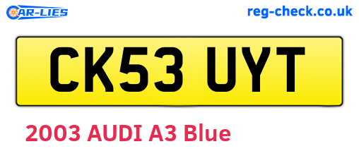 CK53UYT are the vehicle registration plates.
