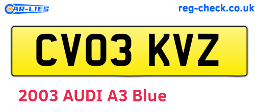 CV03KVZ are the vehicle registration plates.