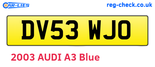 DV53WJO are the vehicle registration plates.