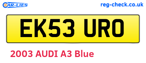 EK53URO are the vehicle registration plates.