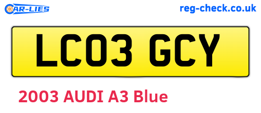LC03GCY are the vehicle registration plates.