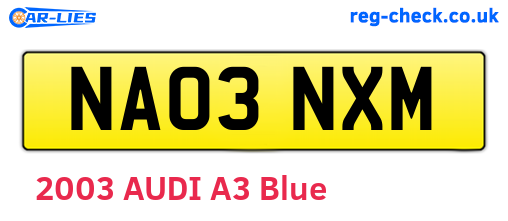NA03NXM are the vehicle registration plates.