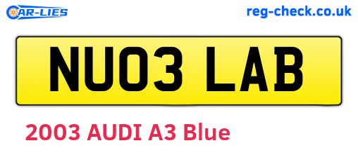 NU03LAB are the vehicle registration plates.