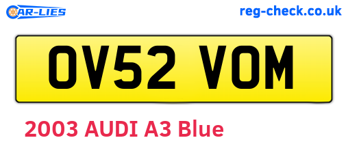 OV52VOM are the vehicle registration plates.