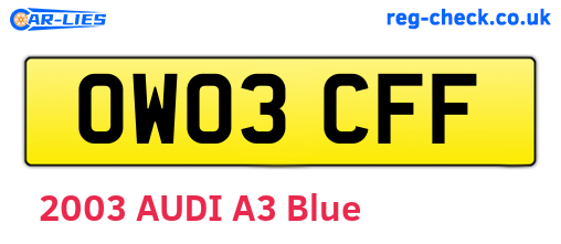 OW03CFF are the vehicle registration plates.