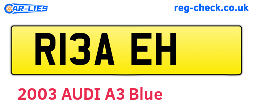 R13AEH are the vehicle registration plates.