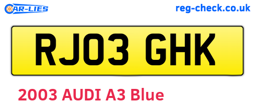 RJ03GHK are the vehicle registration plates.
