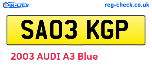 SA03KGP are the vehicle registration plates.