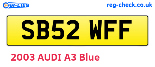 SB52WFF are the vehicle registration plates.