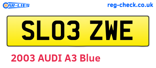 SL03ZWE are the vehicle registration plates.