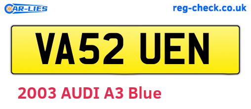 VA52UEN are the vehicle registration plates.