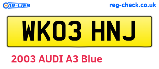 WK03HNJ are the vehicle registration plates.