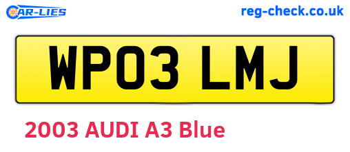 WP03LMJ are the vehicle registration plates.