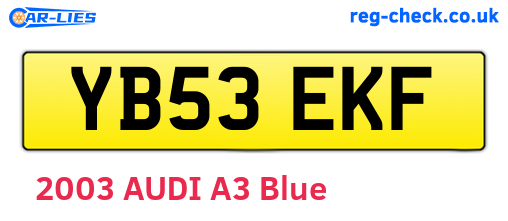 YB53EKF are the vehicle registration plates.