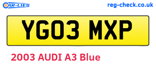 YG03MXP are the vehicle registration plates.