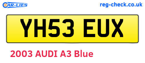 YH53EUX are the vehicle registration plates.