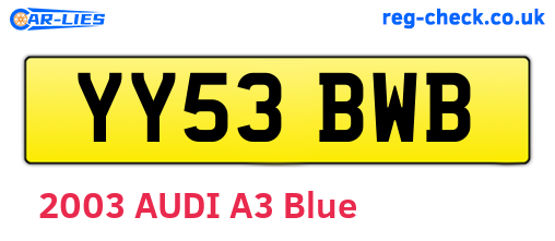 YY53BWB are the vehicle registration plates.