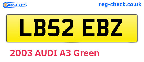 LB52EBZ are the vehicle registration plates.