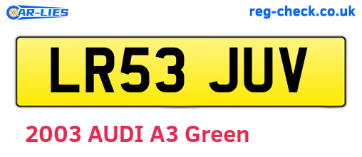 LR53JUV are the vehicle registration plates.