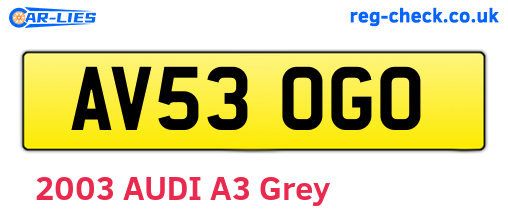 AV53OGO are the vehicle registration plates.