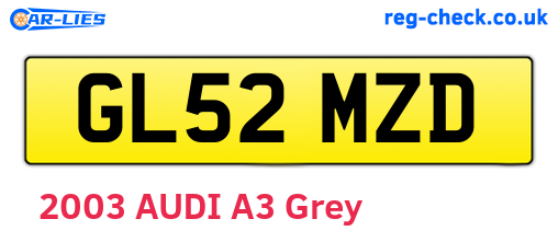 GL52MZD are the vehicle registration plates.
