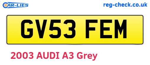 GV53FEM are the vehicle registration plates.
