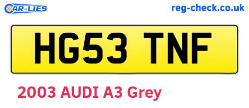 HG53TNF are the vehicle registration plates.