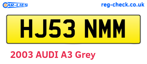 HJ53NMM are the vehicle registration plates.