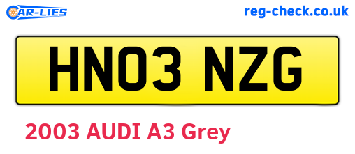 HN03NZG are the vehicle registration plates.