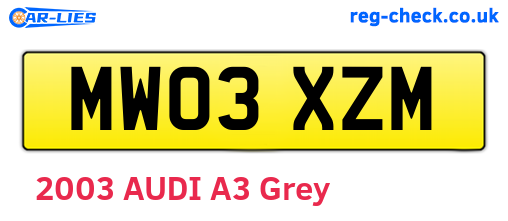 MW03XZM are the vehicle registration plates.